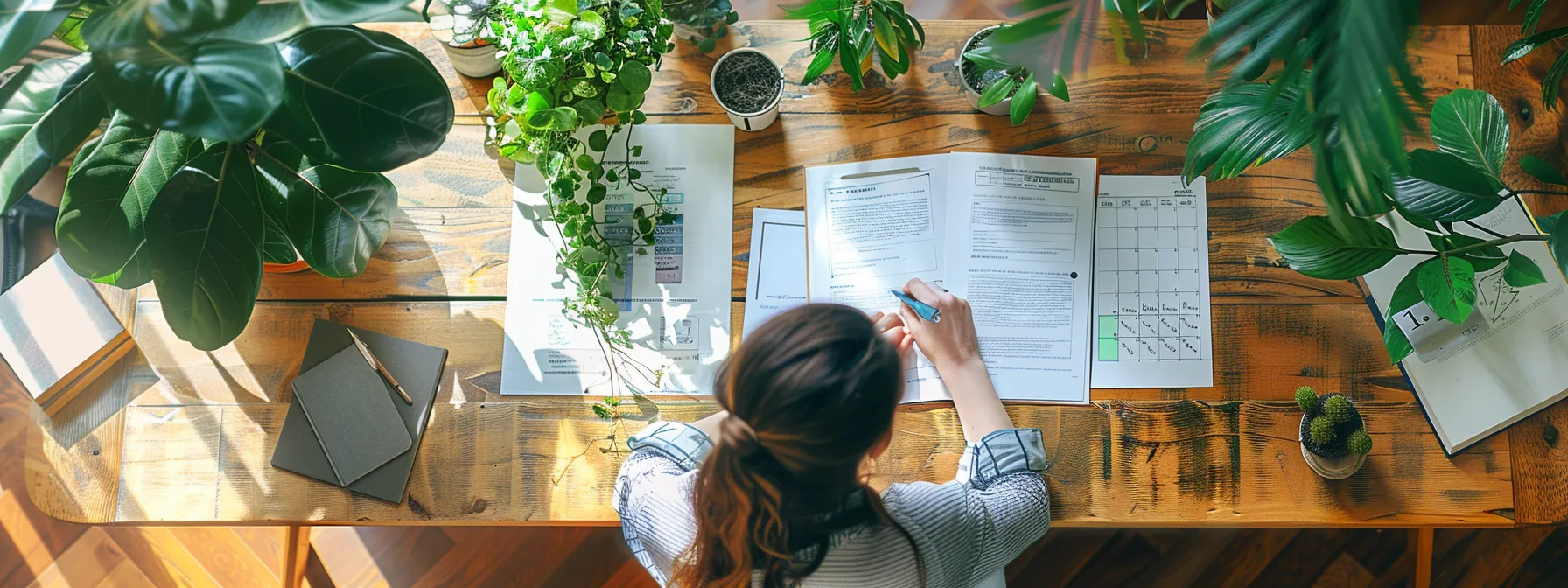 a homeowner meticulously comparing estimates and services offered by various raleigh residential tree removal providers, surrounded by informative research materials and a calendar marked with the tree removal date.