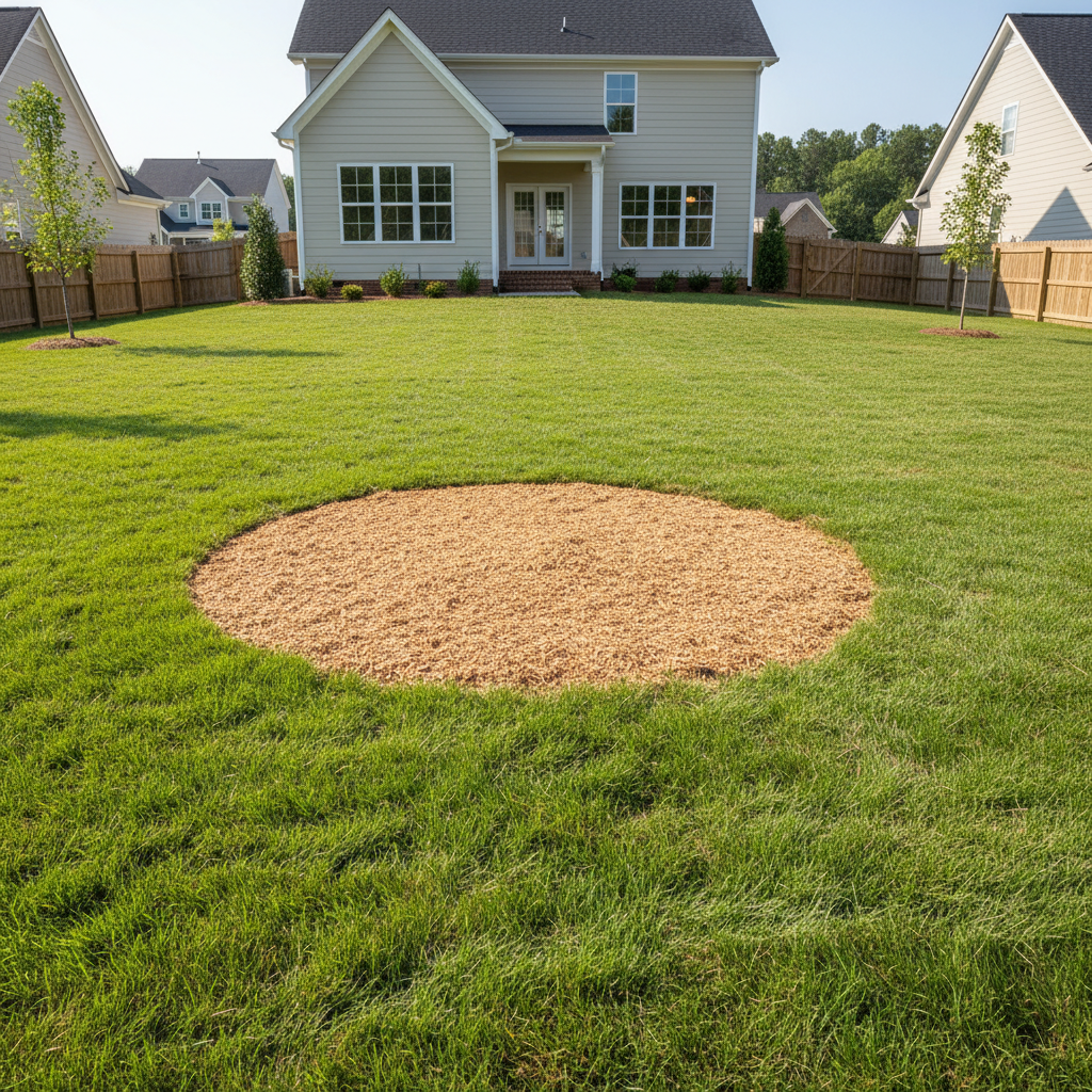 Clean freshly leveled Raleigh NC residential yard after professional stump grinding ready for landscaping